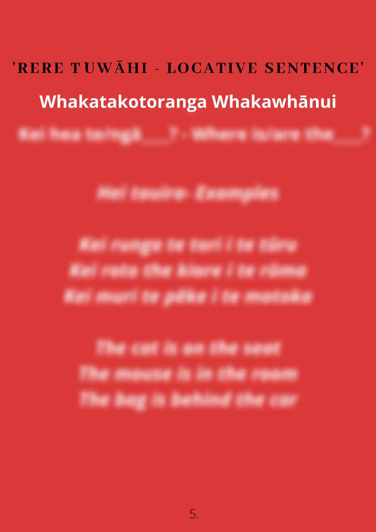 Rere Tūwahi - Locative Sentence Poster (Reo Māori Anake) – Whitiki