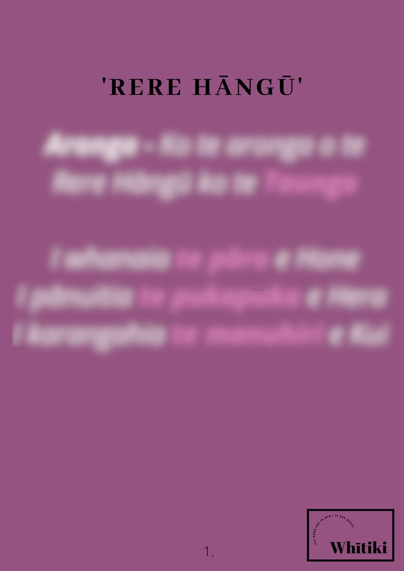 Rere Hāngū - Passive Sentence Poster (Reo Māori Anake)