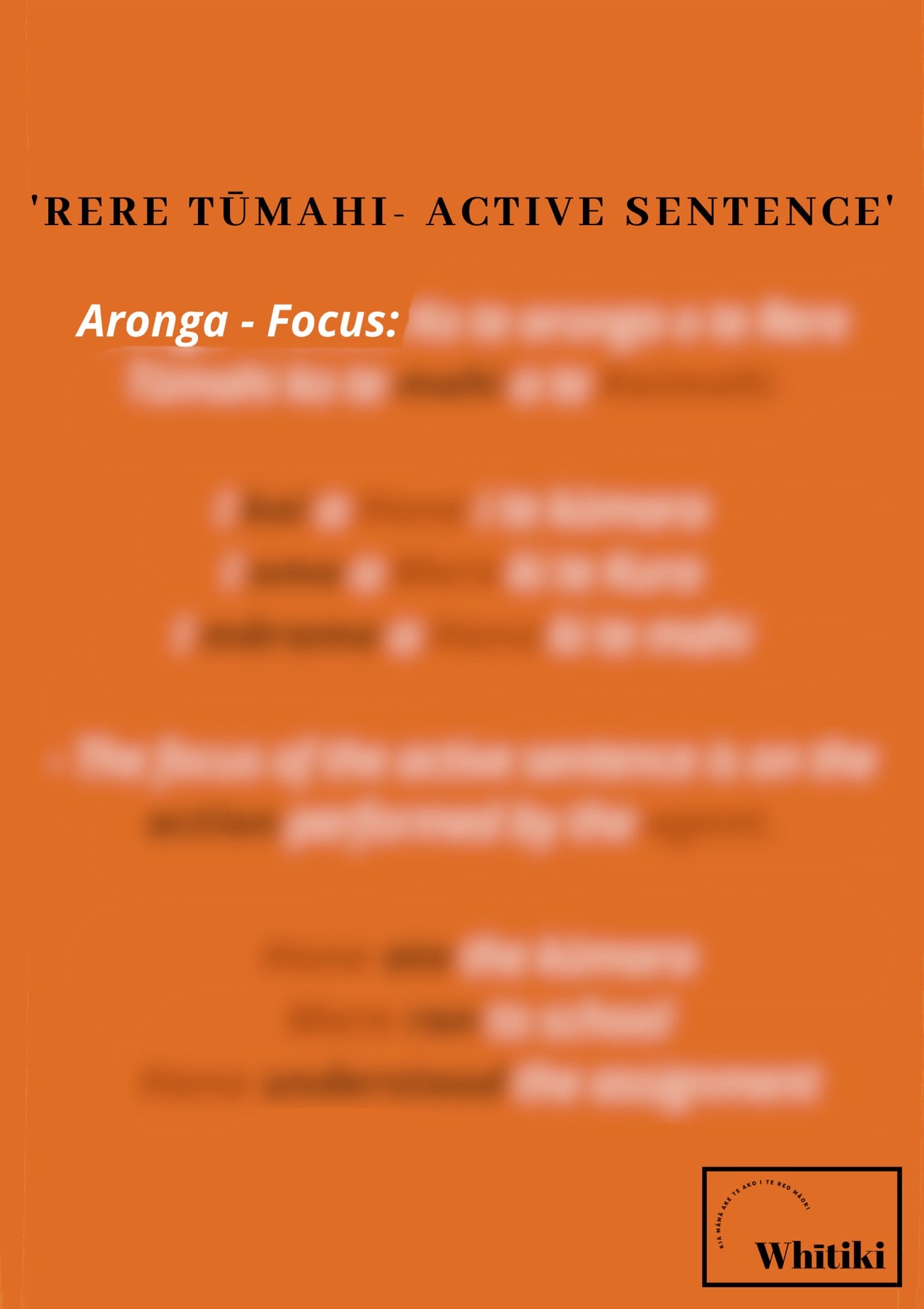 Rere Tūmahi - Active Sentence Poster